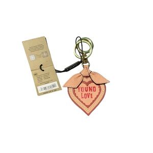 Pink Authentic Burberry Young Love Leather Keychain/Bag Charm